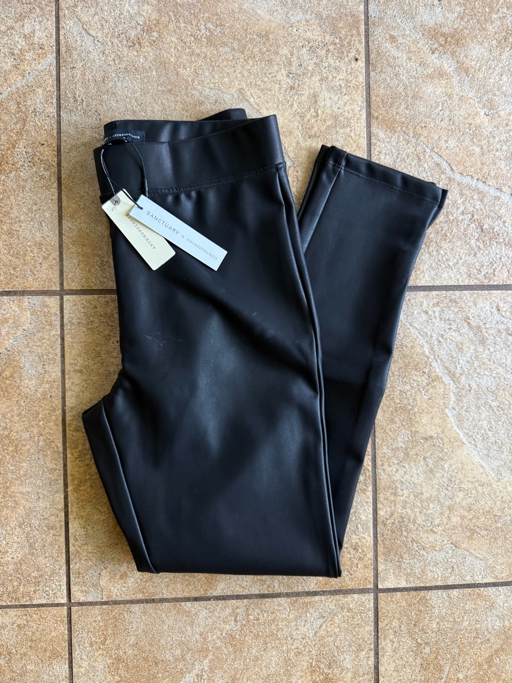 NWT Sanctuary X Anthropologie Black Faux Leather Leggings Women’s Medium